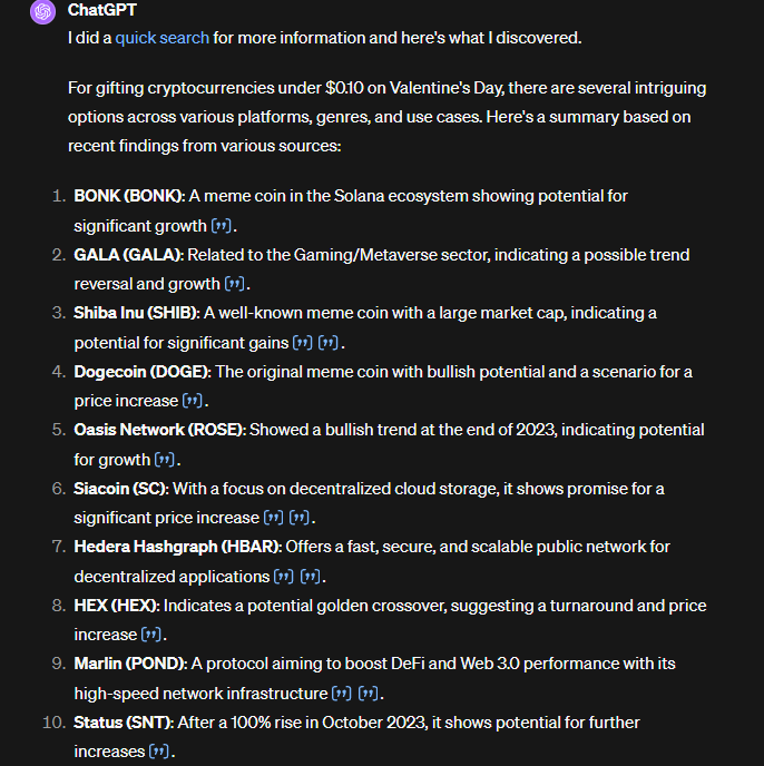 ChatGPT’s Top Picks: 10 Affordable Altcoins Under $0.10 to Gift 